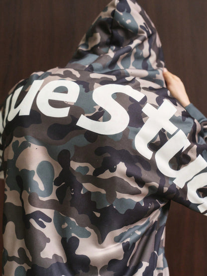 Men's Street Style Camo Hoodie Arched Letter Design