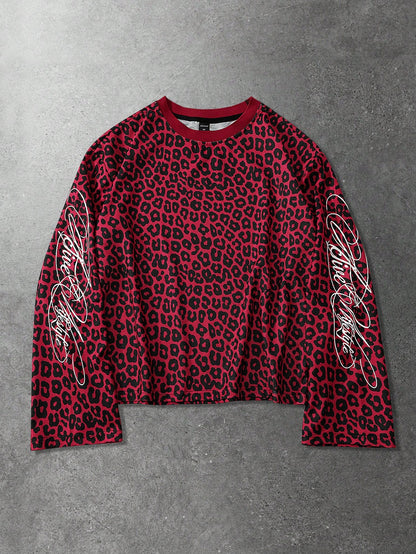 Street Life Red Leopard Print Long Sleeve Tee