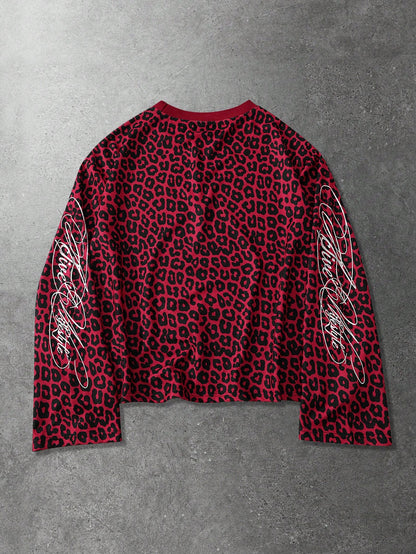 Street Life Red Leopard Print Long Sleeve Tee