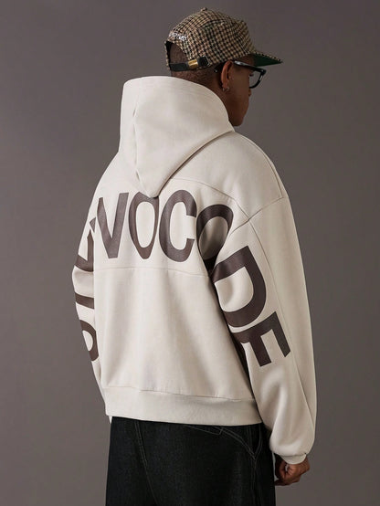 Plus Size Men's Letter Print Oversize Streetwear Hoodie