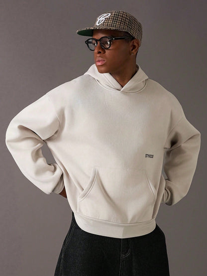 Plus Size Men's Letter Print Oversize Streetwear Hoodie