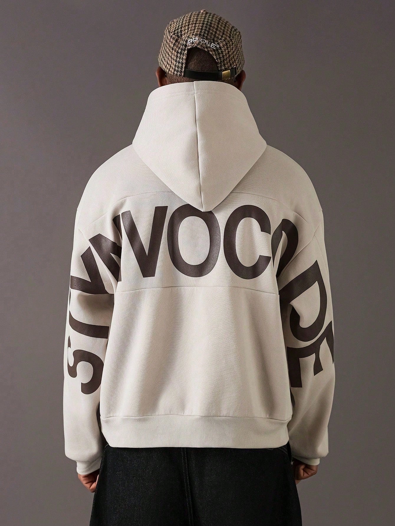 Plus Size Men's Letter Print Oversize Streetwear Hoodie