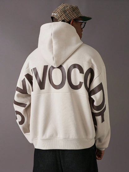Plus Size Men's Letter Print Oversize Streetwear Hoodie