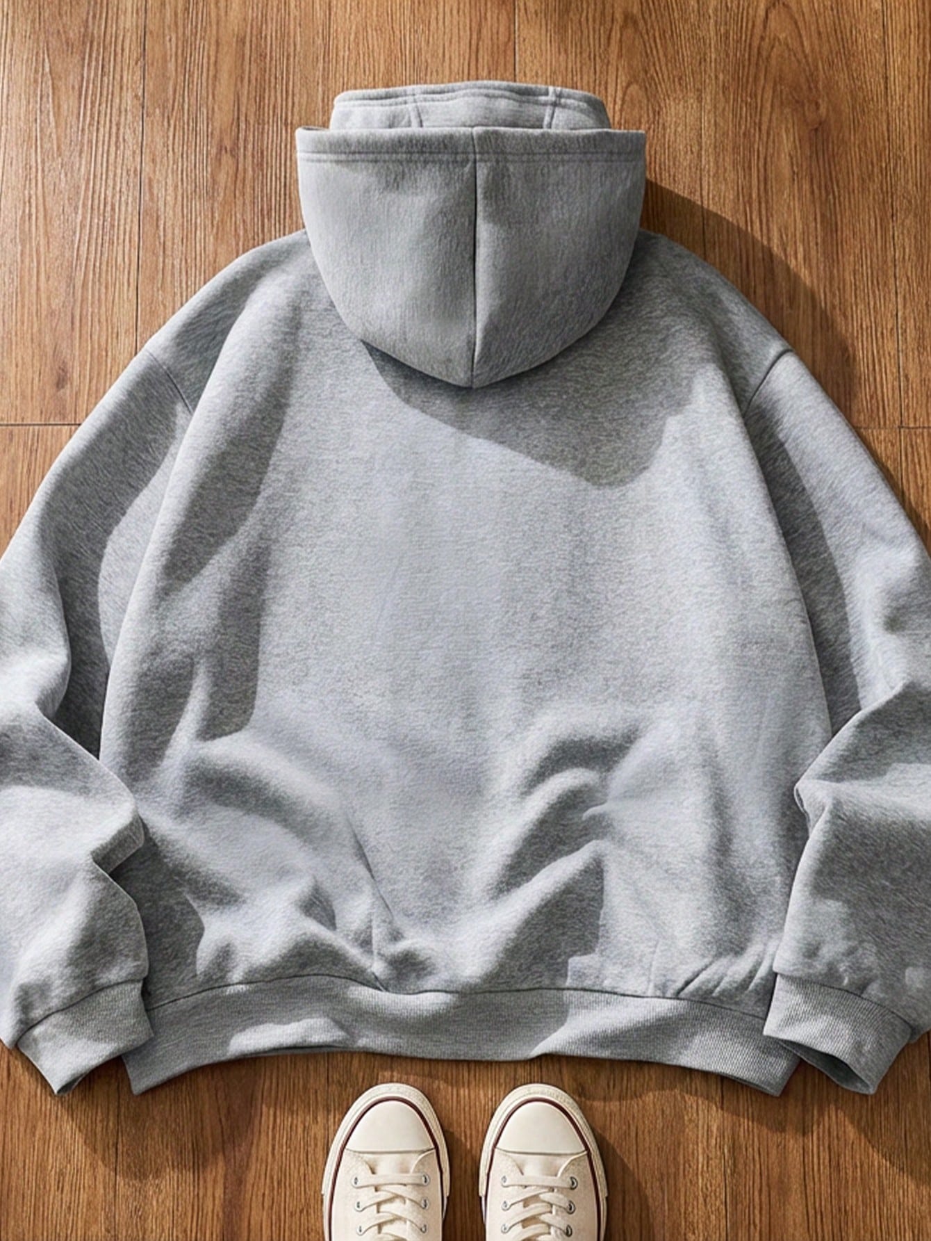 Men's Letter Print Zip Front Casual Grey Streetwear Hoodie