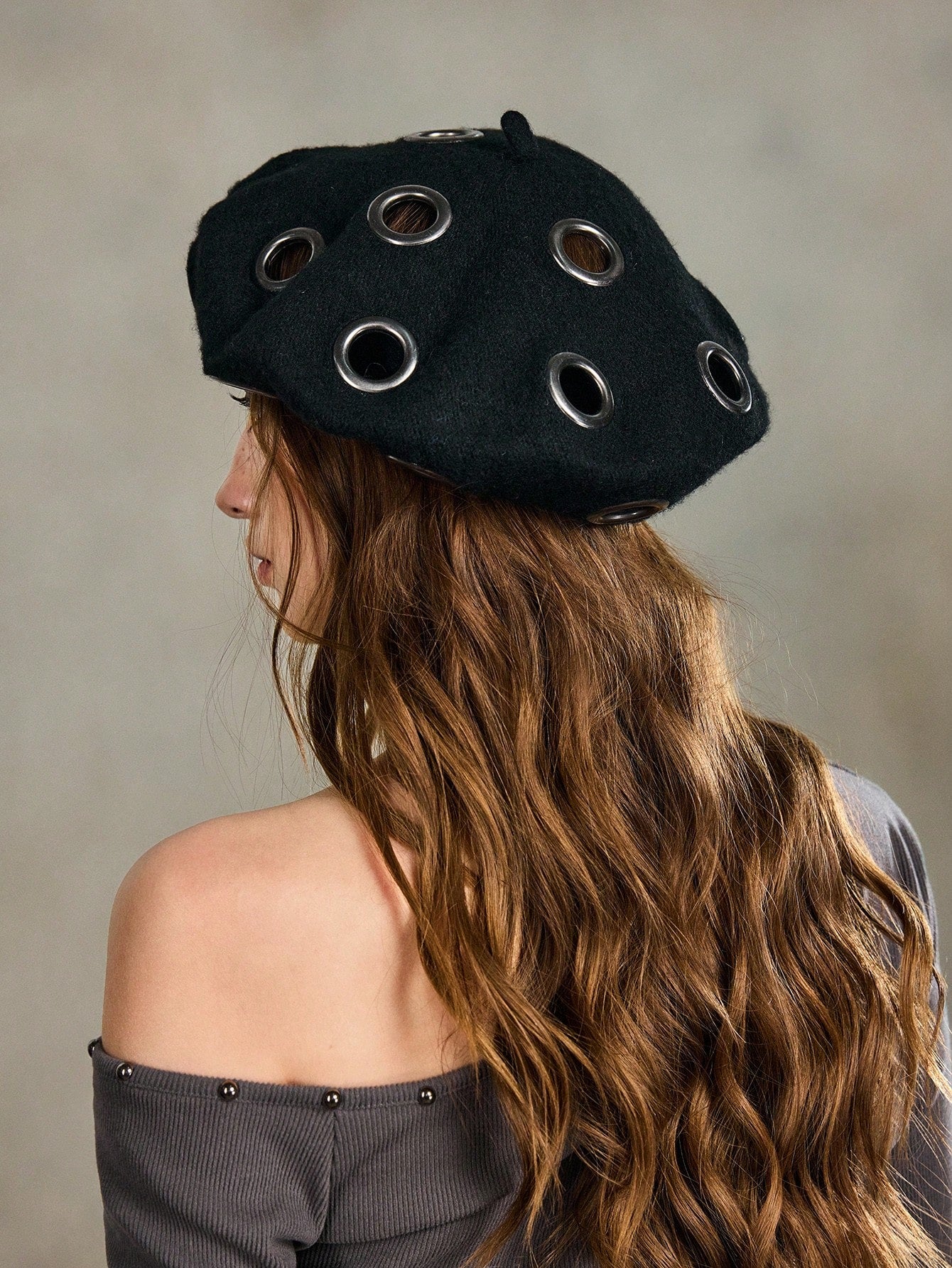 Grunge Punk Metal Ring Beret Hat