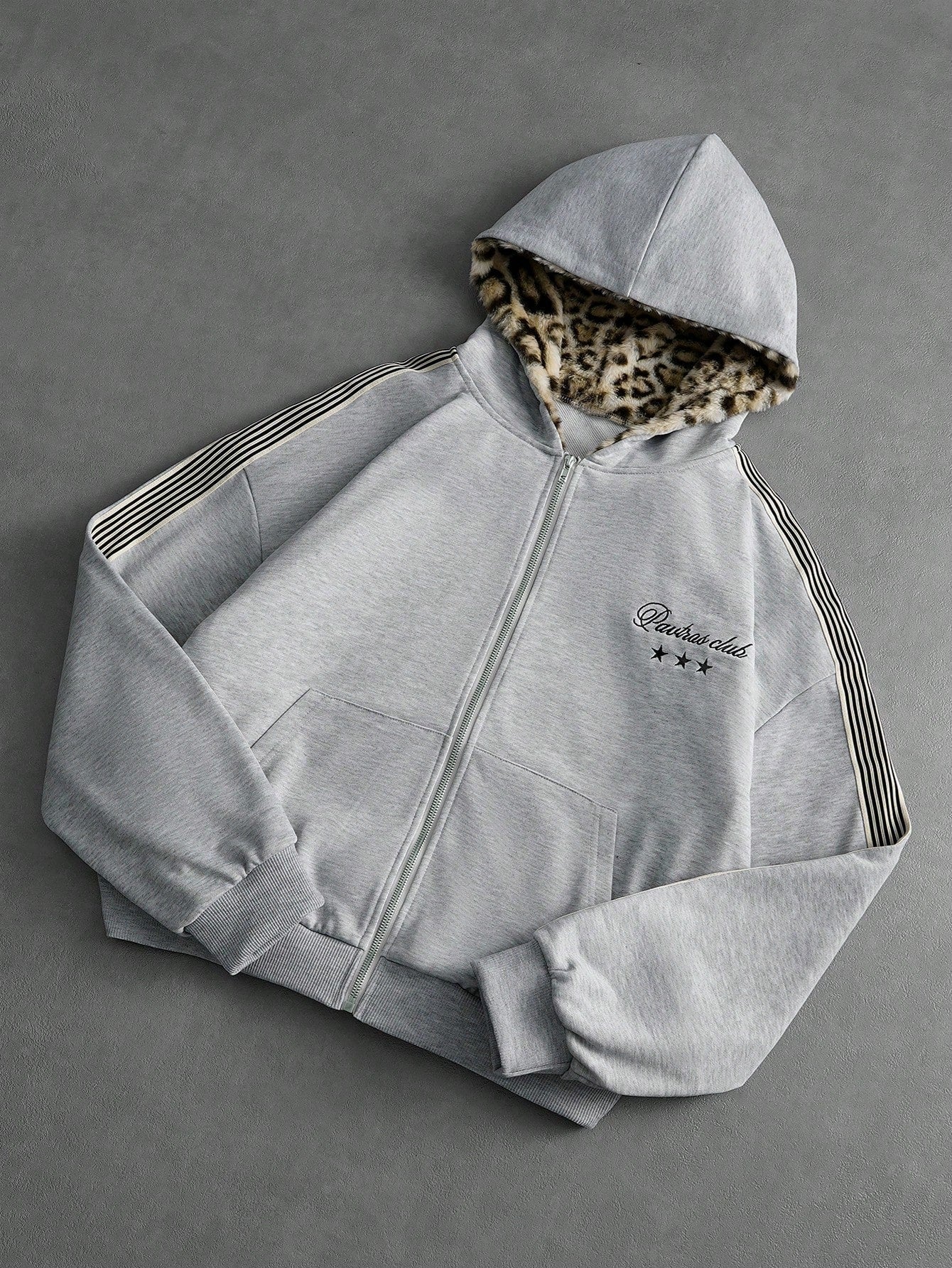 Men's Retro Leopard Print Plush Knitted Hooded Cardigan