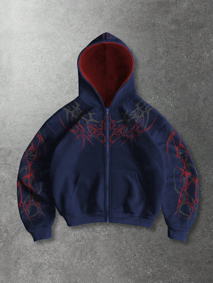 Men's Colorblock Gothic Print Loose Fit Sweatshirt