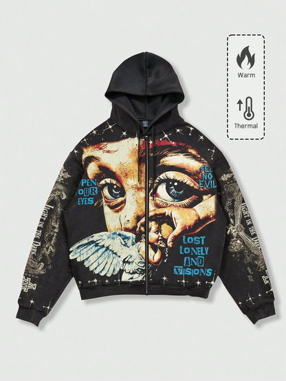 Men's Street Graphic Print Y2K Long Sleeve Sweatshirt