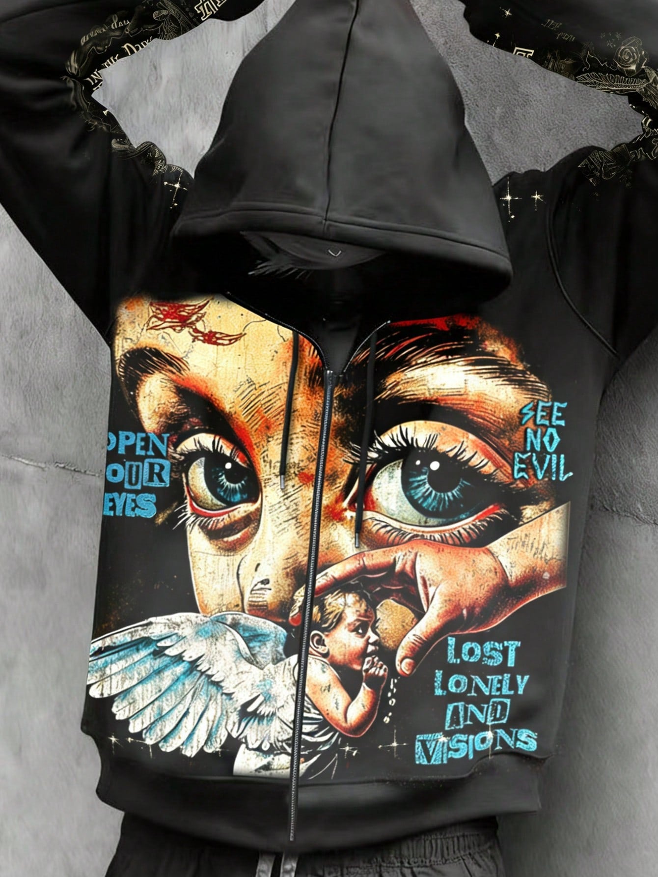 Men's Street Graphic Print Y2K Long Sleeve Sweatshirt