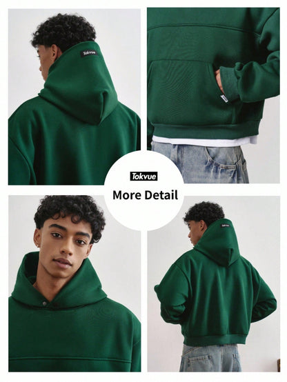 Men's Solid Color Minimalist Casual Long Sleeve Hoodie