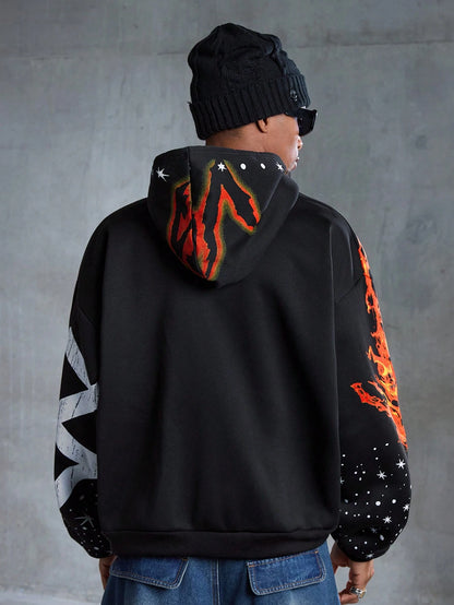 Men Pentagram Graphic Zip Hoodie