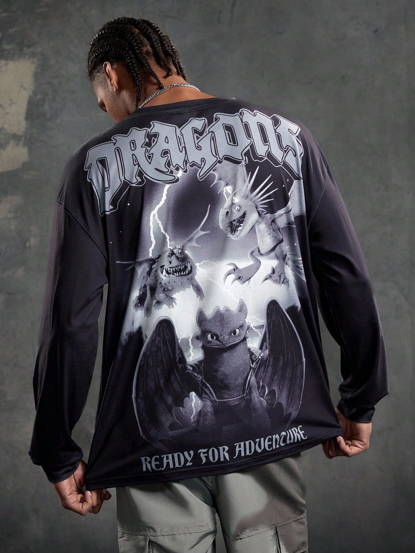 Men's How to Train Your Dragon Print Long Sleeve Tee