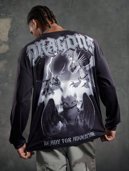 Men's How to Train Your Dragon Print Long Sleeve Tee