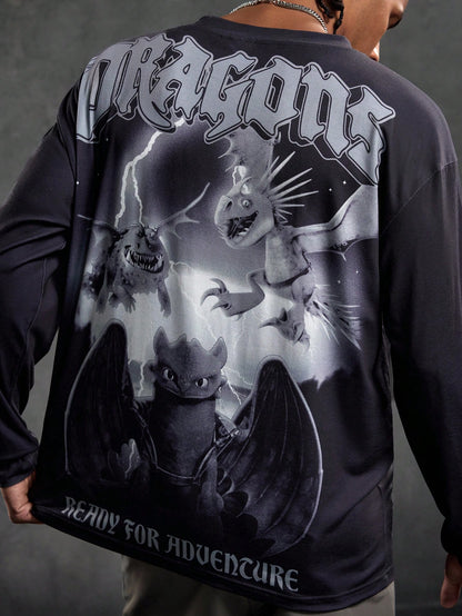 Men's How to Train Your Dragon Print Long Sleeve Tee