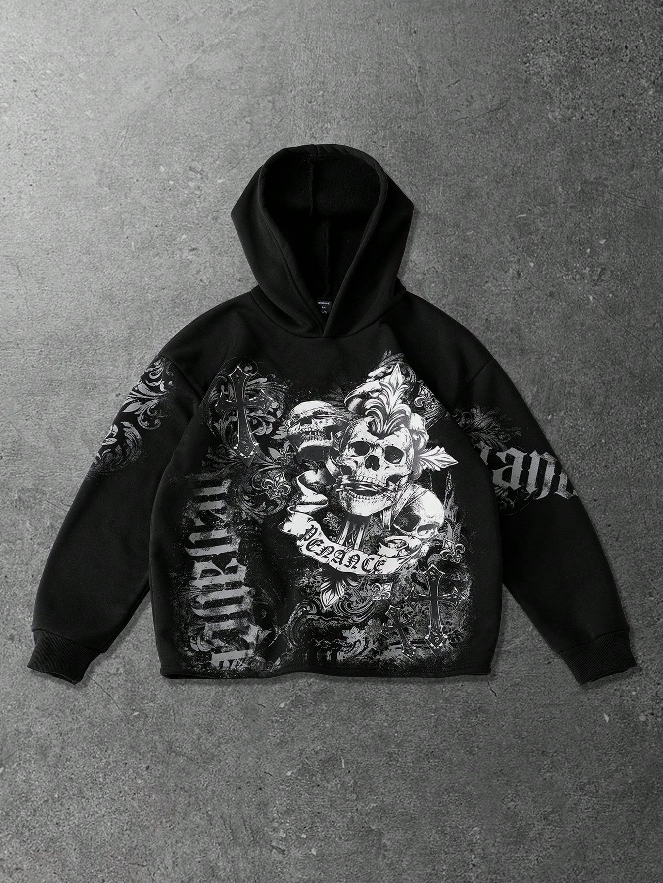 Men Retro Graphic Loose Fit Hoodie
