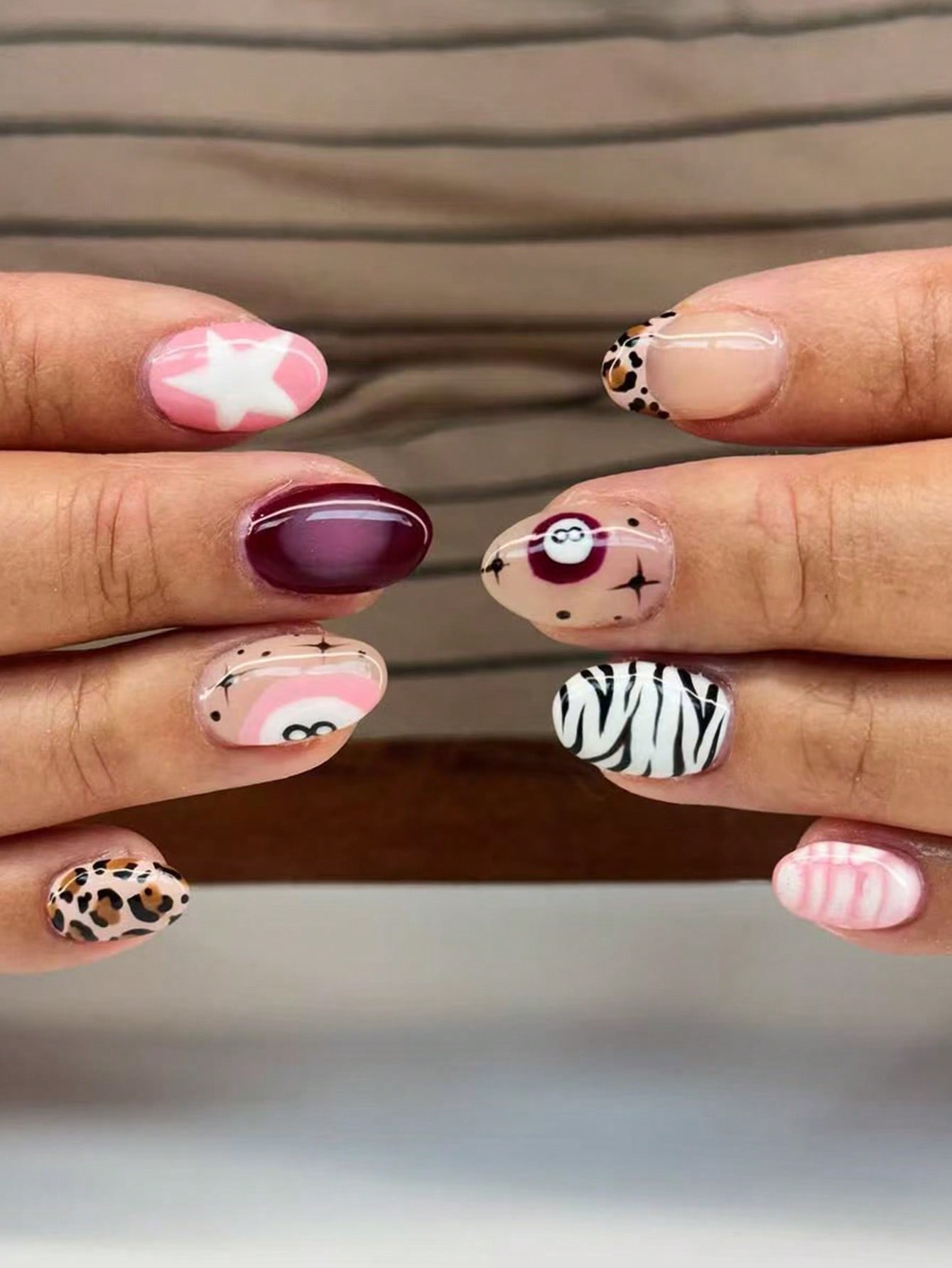 Pink Leopard & French Oval Press-On Nail Set (24pcs)
