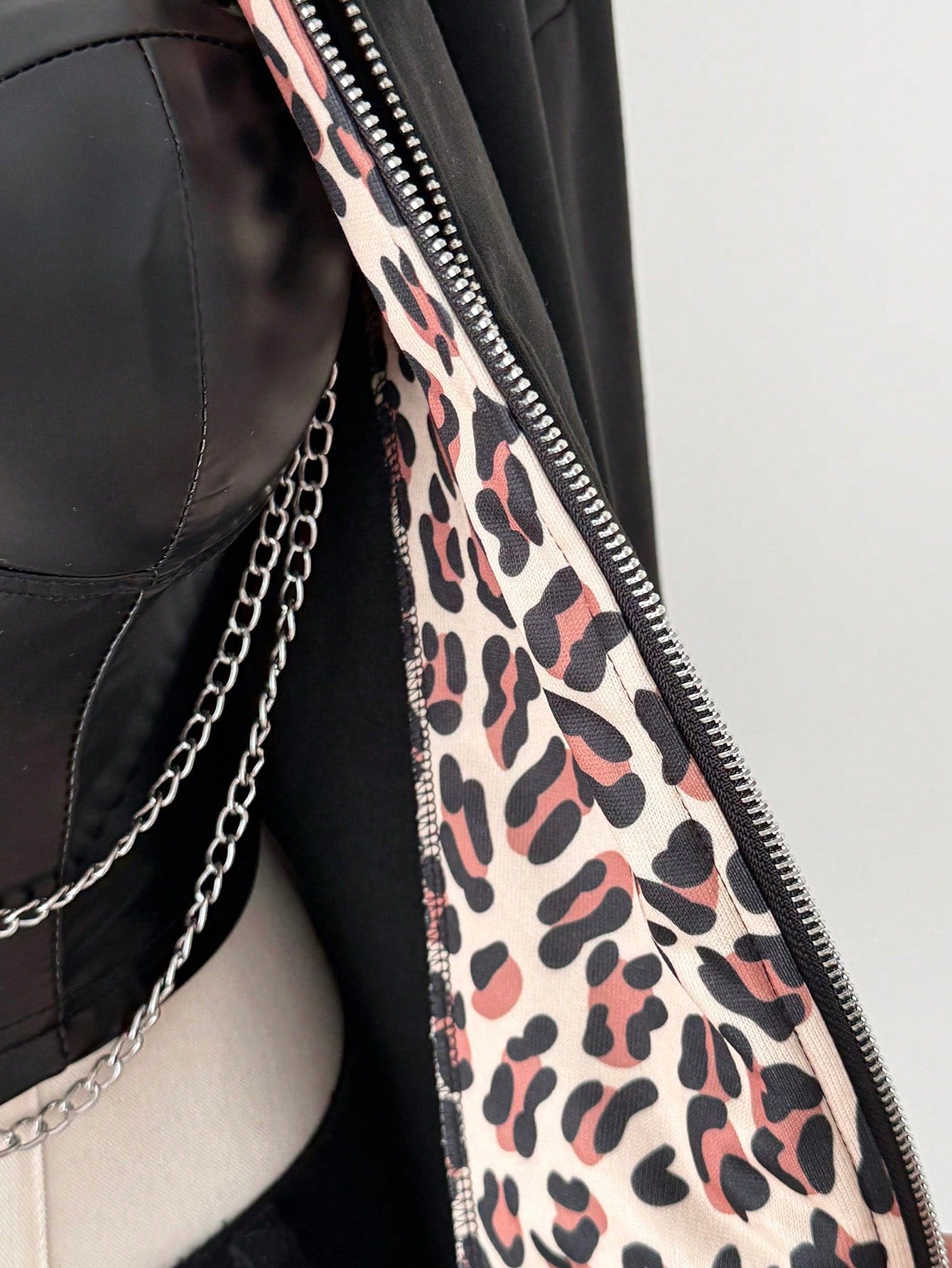 Plus Size Leopard Print Patchwork Hooded