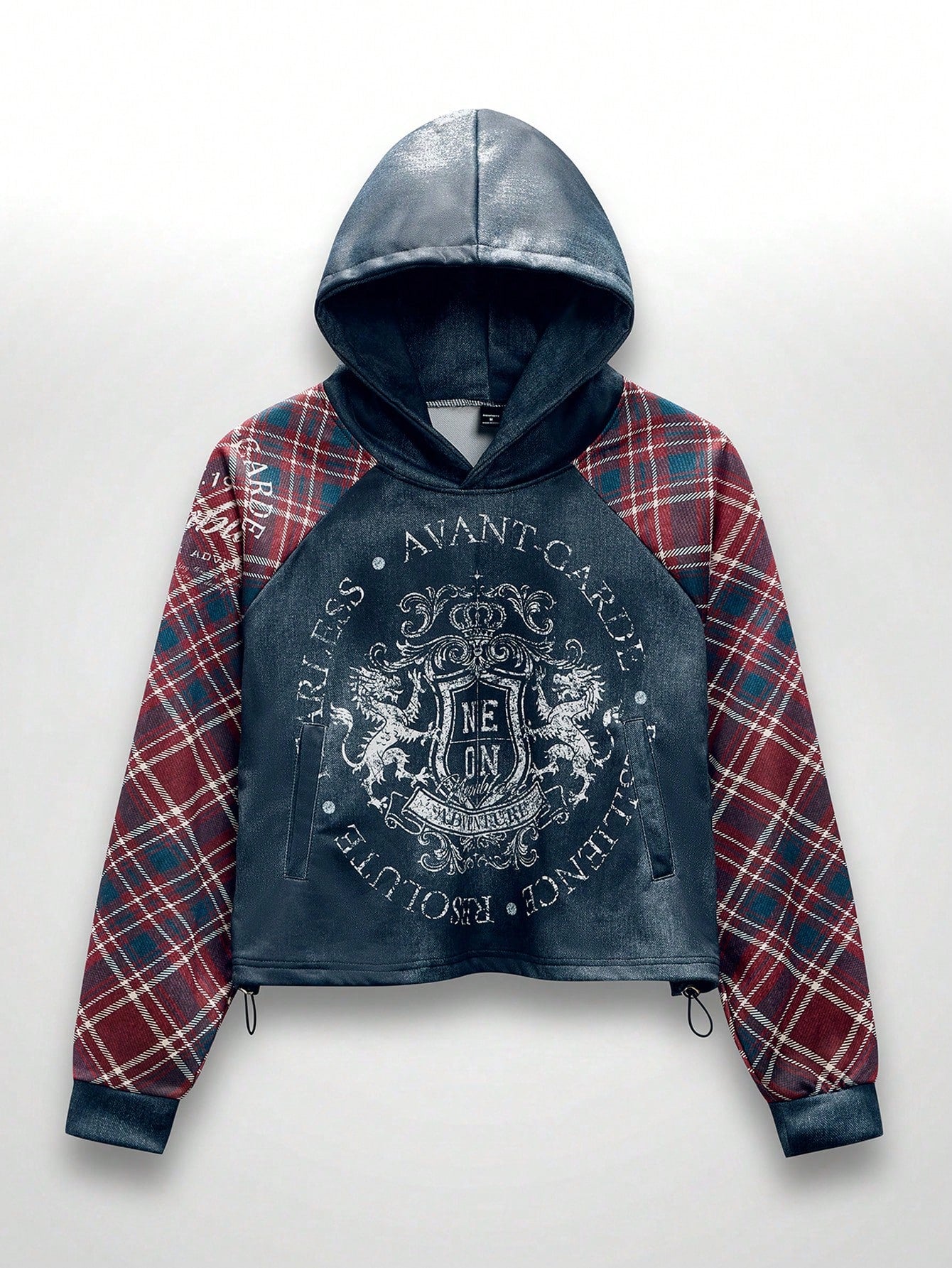 Men's Red and Black Plaid Digital Print Casual Hoodie