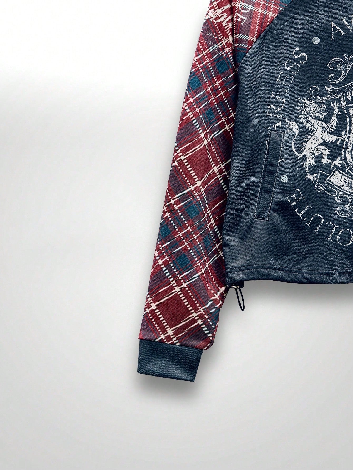 Men's Red and Black Plaid Digital Print Casual Hoodie