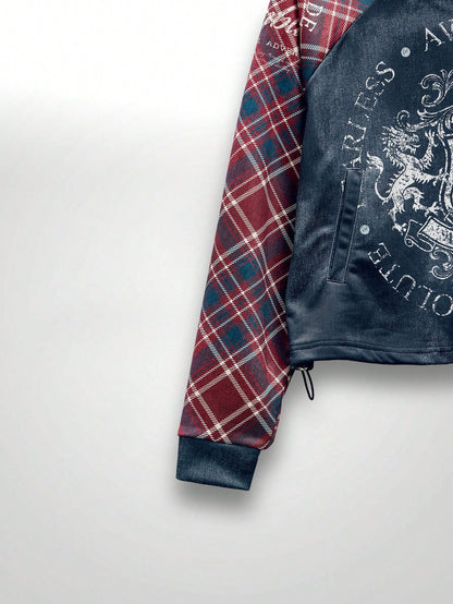 Men's Red and Black Plaid Digital Print Casual Hoodie