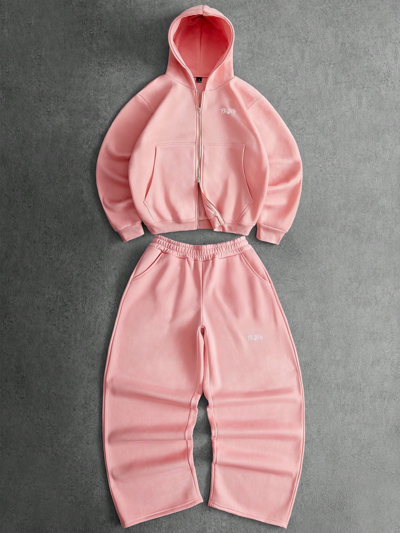 Men's Dusty Pink Deconstructed Streetwear Hoodie Set
