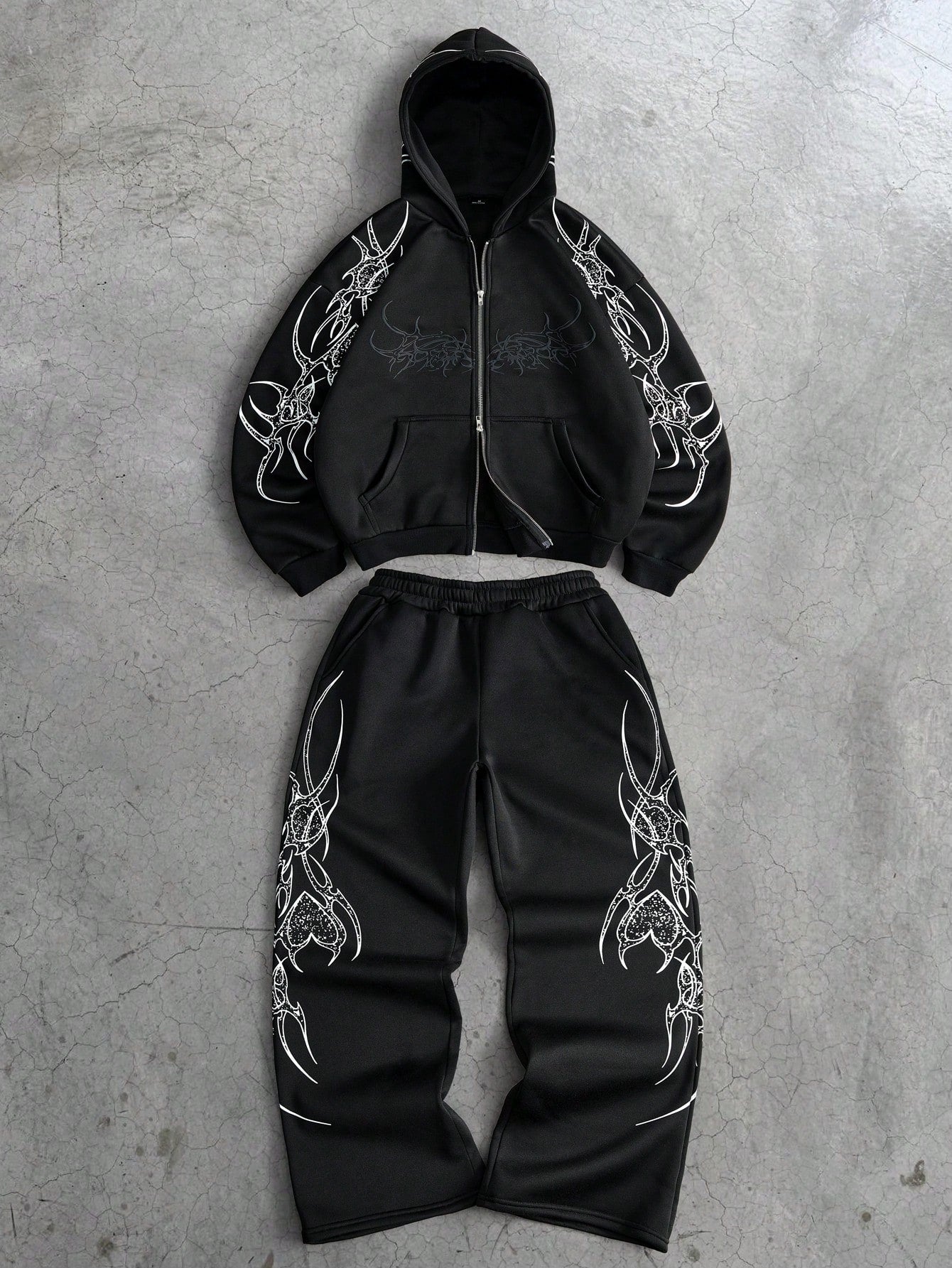 Men's Street Style Letter Embroidered Hoodie & Jogger Set