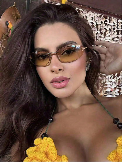 Oval Frameless Y2K Retro High-End Fashion Glasses