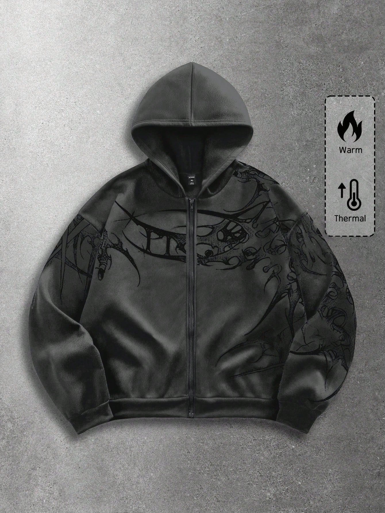 Men's Street Punk Graphic Zip-Up Fleece Hoodie