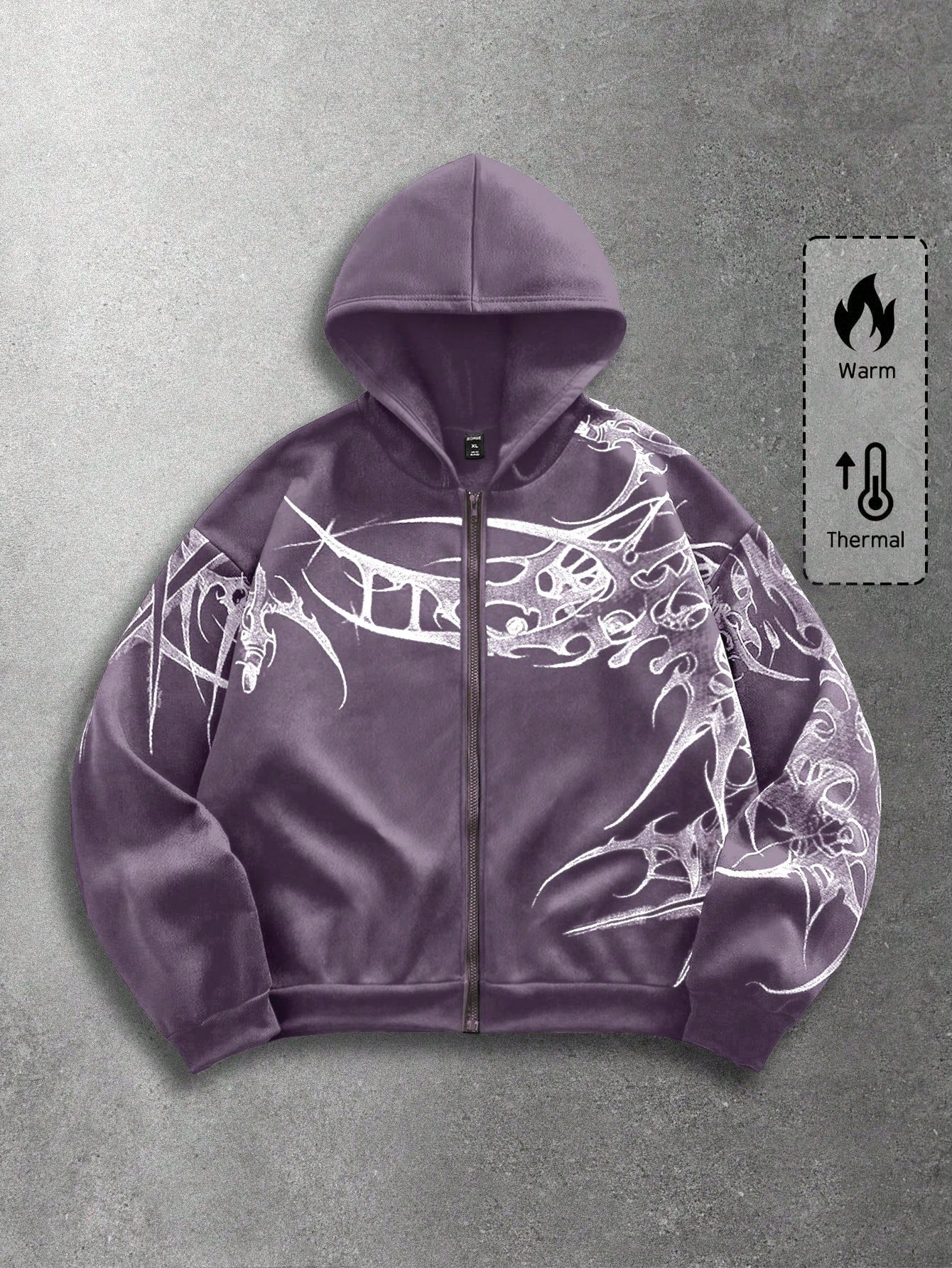 Men's Street Punk Graphic Zip-Up Fleece Hoodie