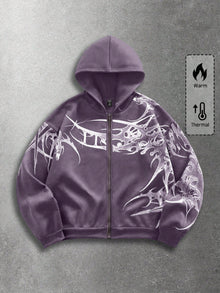 Men's Street Punk Graphic Zip-Up Hoodie