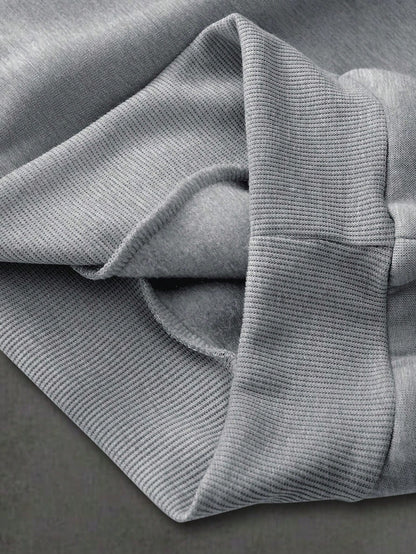 Men's Grey Thermal Hoodie and Wide Leg Sweatpants Set