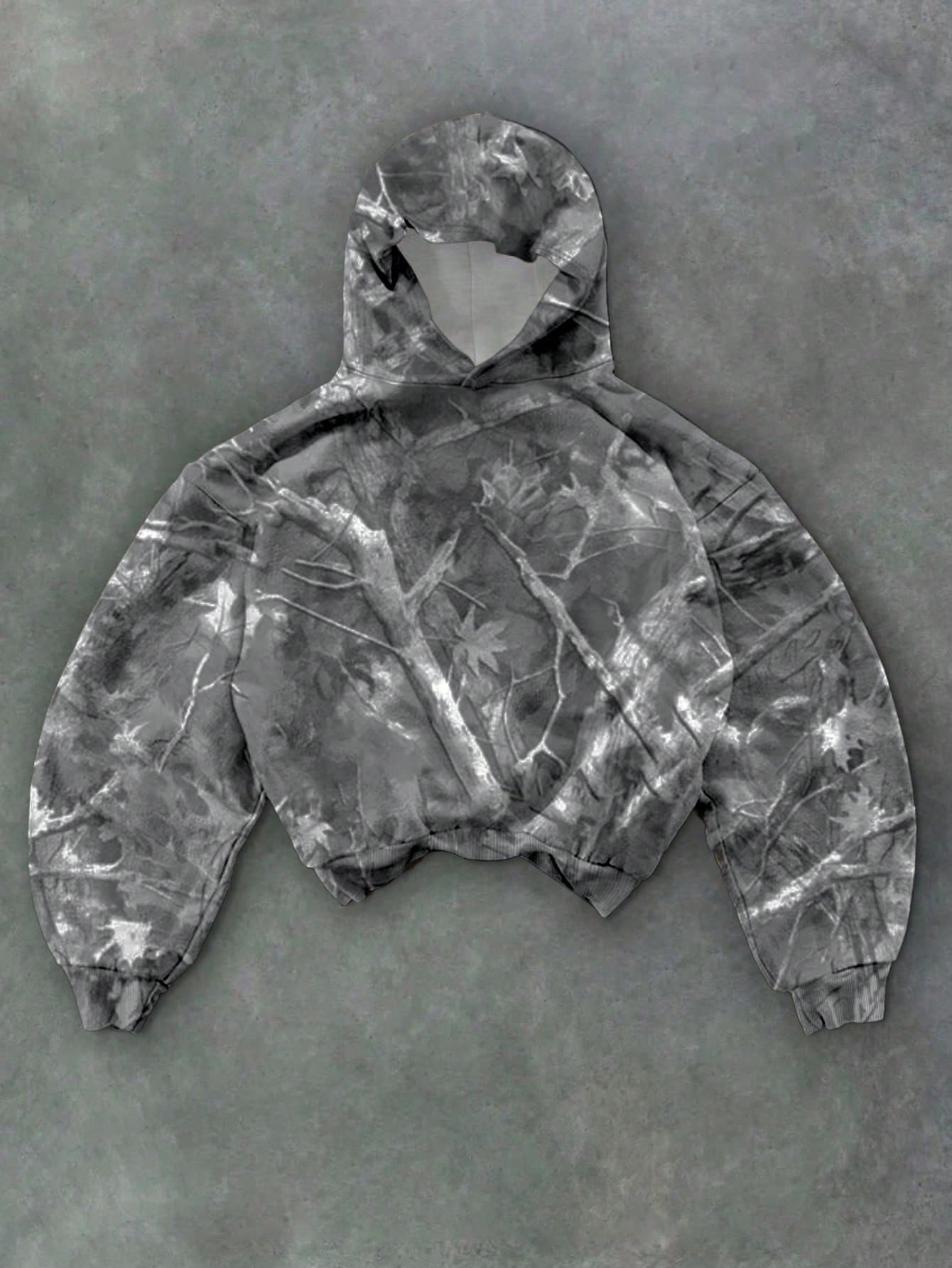 Withered Leaf Print Hooded Top and Pants 2-Piece Set