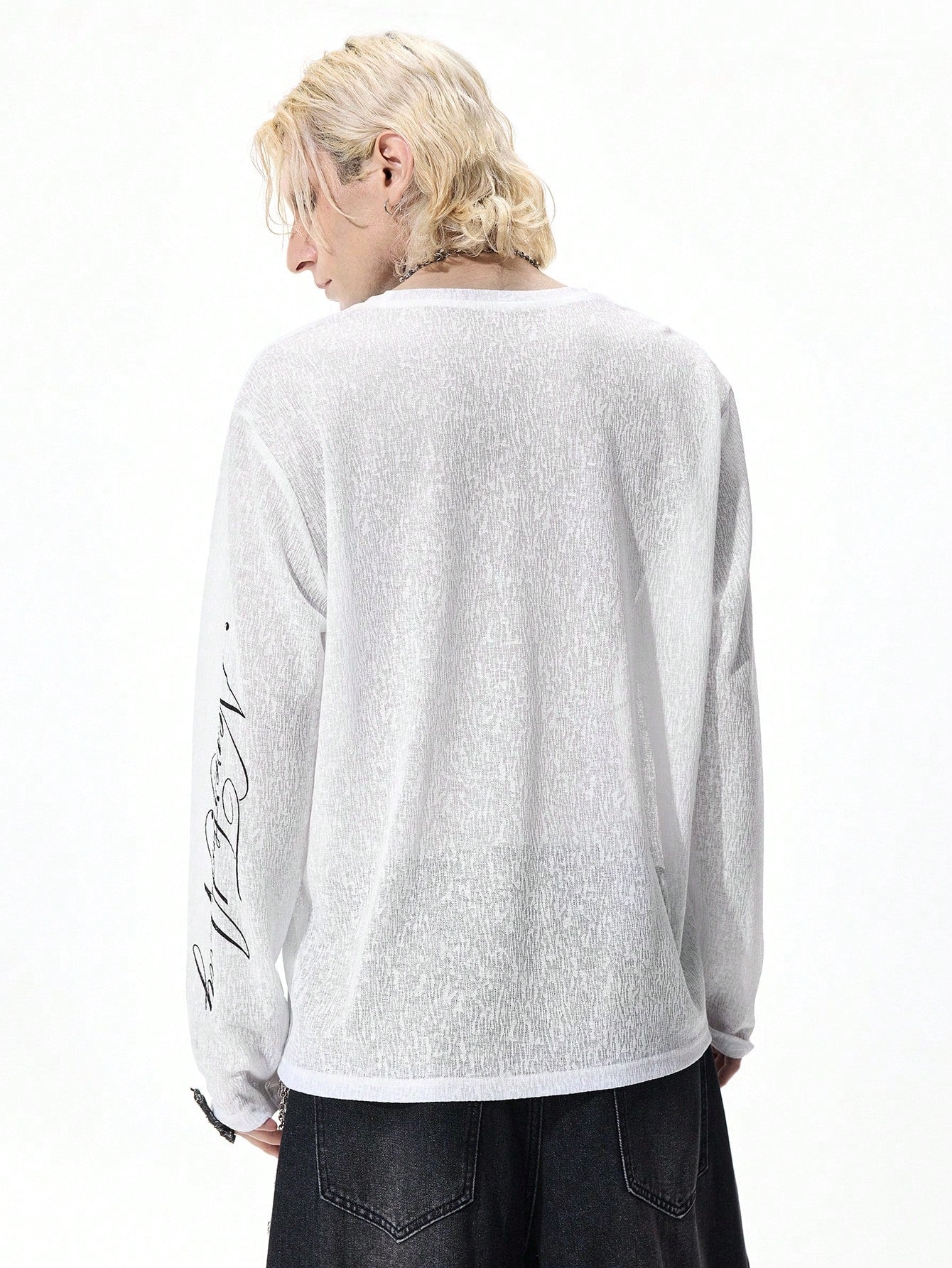 Men Goth Cross Print Long Sleeve T-Shirt