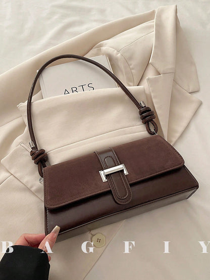 Elegant Metal Decor Shoulder Handbag for Work & Party