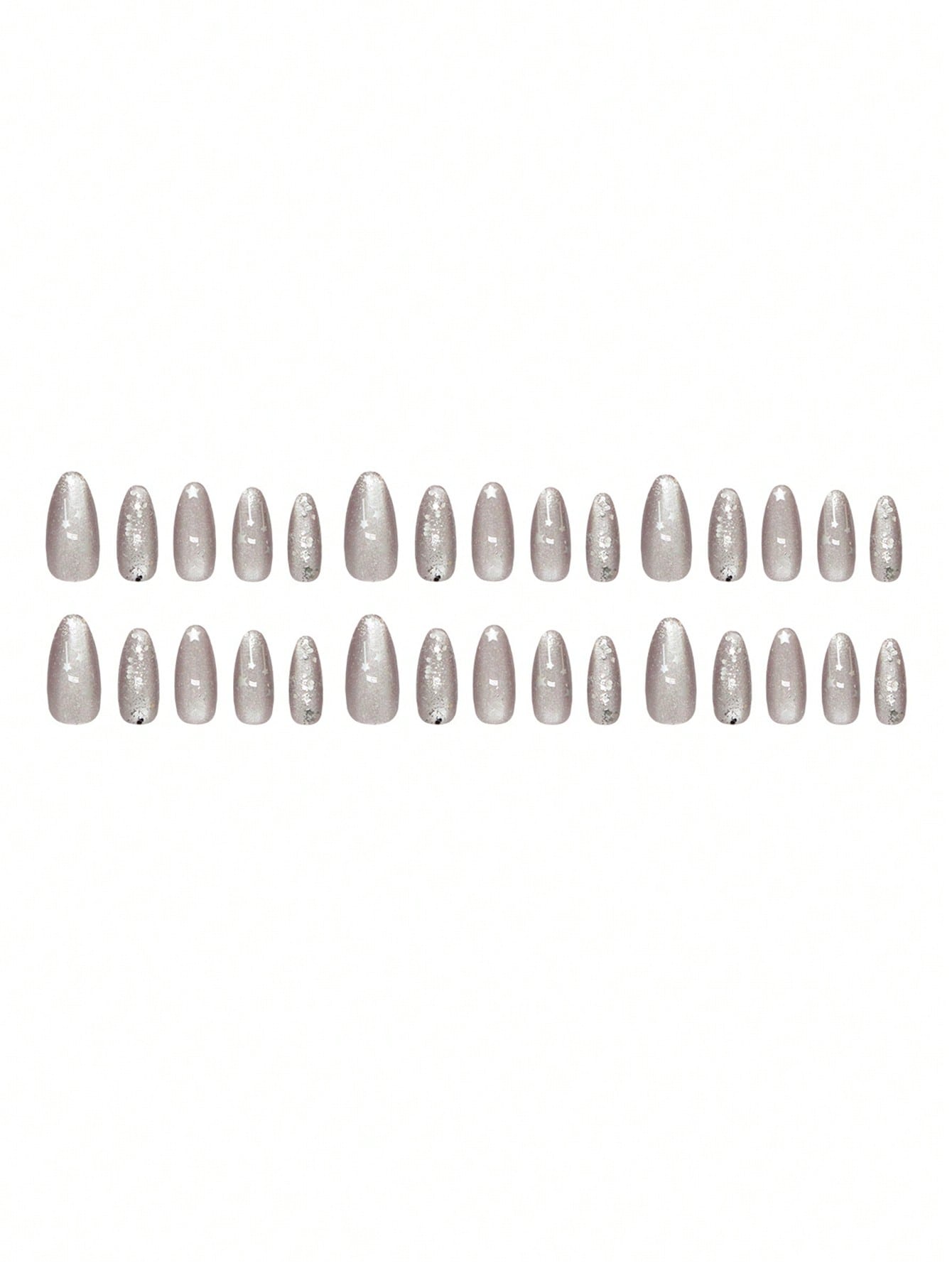 Purple Cat Eye Star Short Almond Press-On Nails