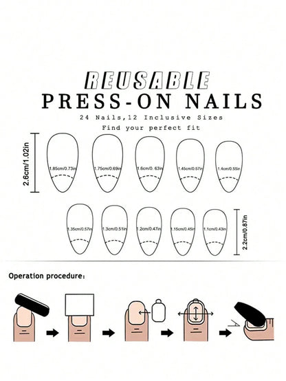 Purple Cat Eye Star Short Almond Press-On Nails