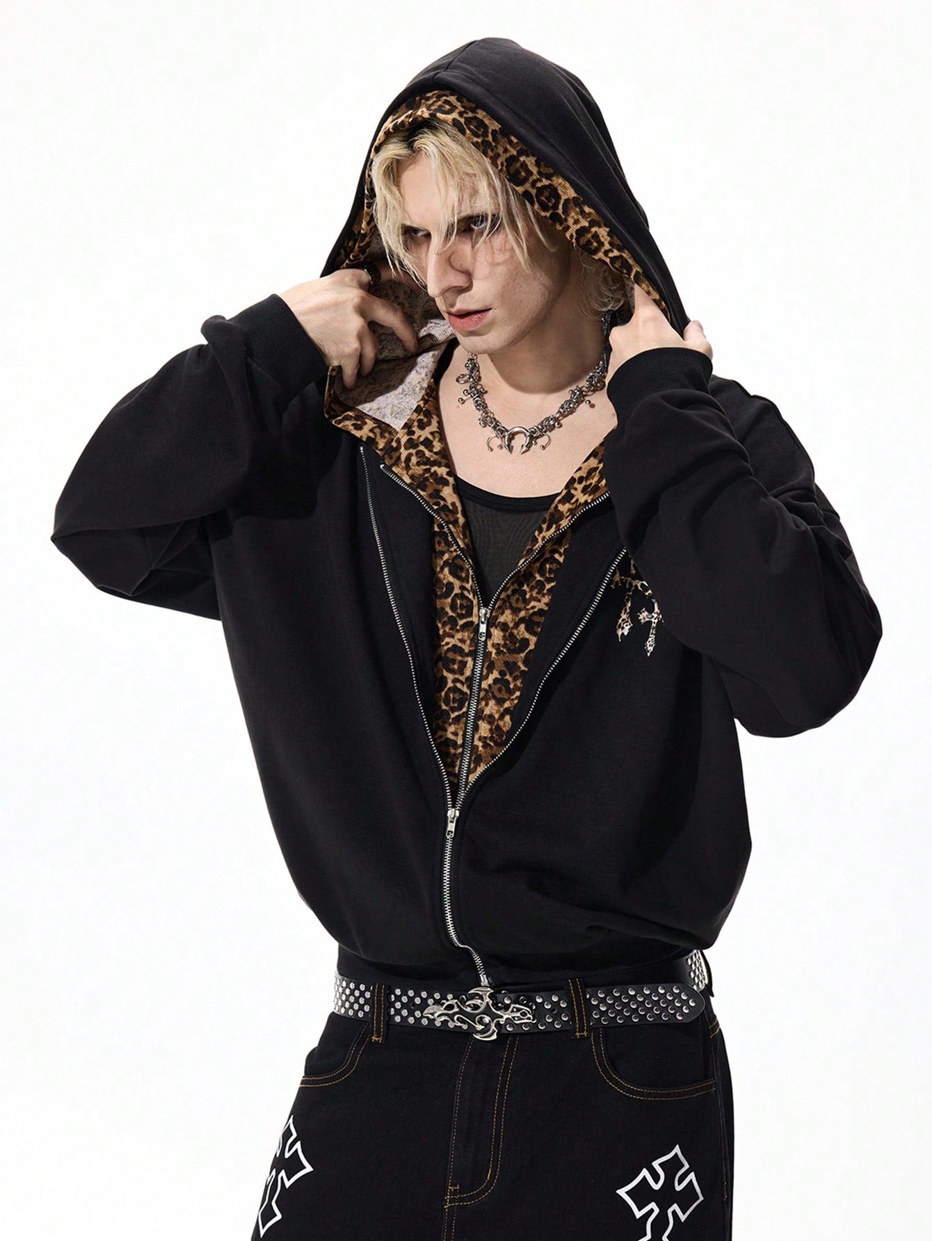 Street Life Leopard Double Hood Sweatshirt