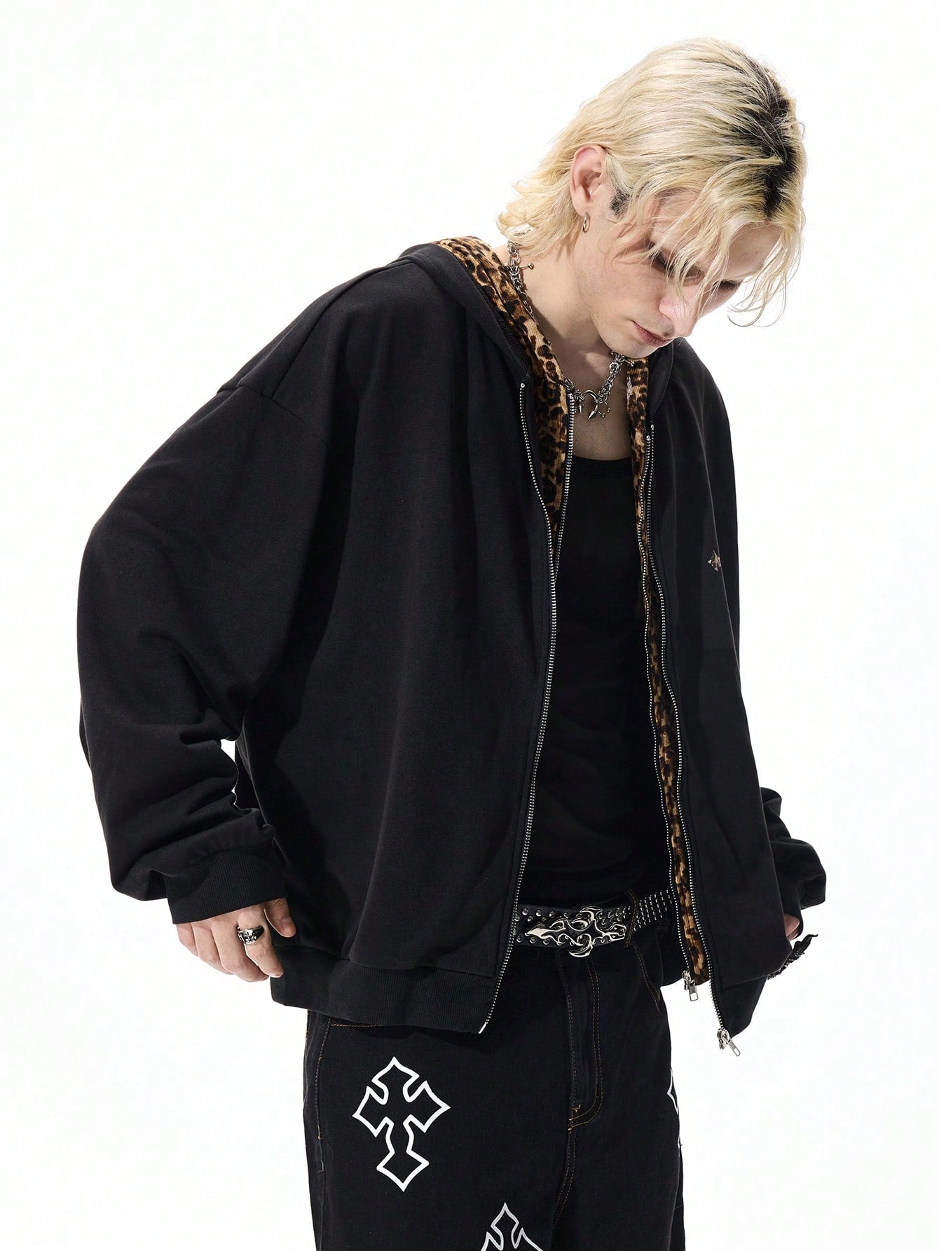 Street Life Leopard Double Hood Sweatshirt