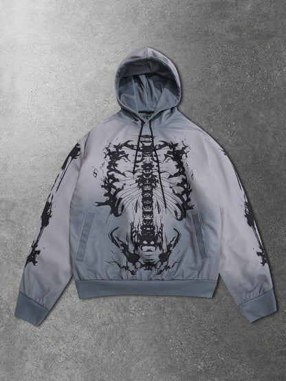 Men Street Life Skull Print Hoodie