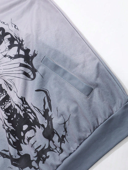 Men Street Life Skull Print Hoodie