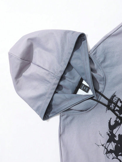Men Street Life Skull Print Hoodie