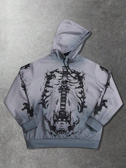 Men Street Life Skull Print Hoodie