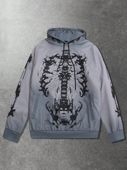 Men Street Life Skull Print Hoodie