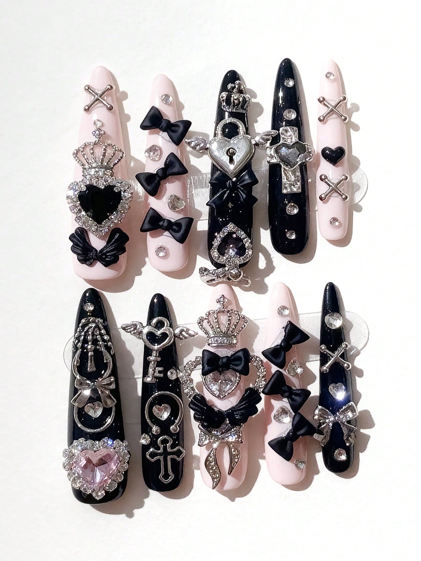 Anime 10pcs Y2K Heart & Star Press-On Nails