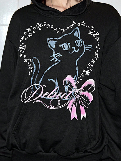 Kawaii Cat Ear Cute Cat Print Women’s Hooded