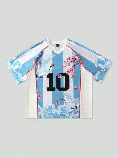 Men Mesh Patchwork Short Sleeve Jersey