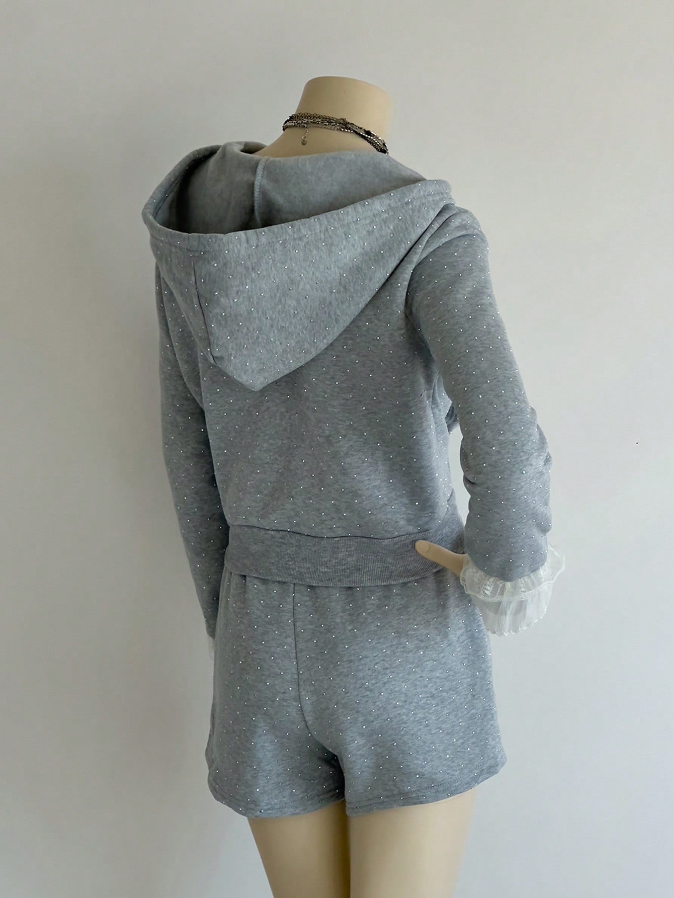 Women's Zip-Up Hoodie and Drawstring Shorts 2-Piece Set