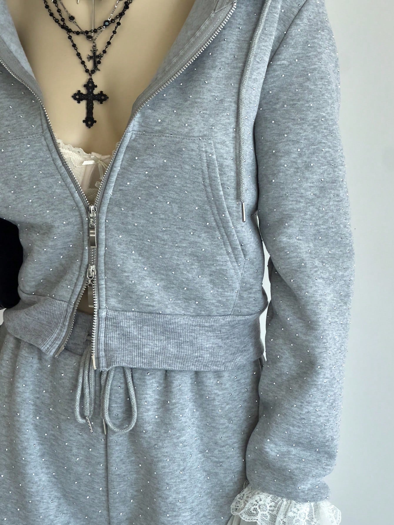 Women's Zip-Up Hoodie and Drawstring Shorts 2-Piece Set