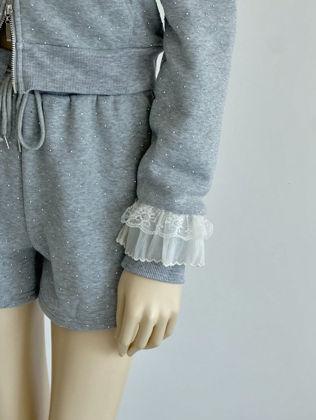 Women's Zip-Up Hoodie and Drawstring Shorts 2-Piece Set