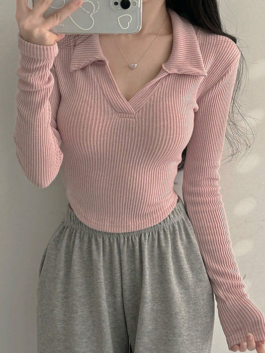 Women’s Long Sleeve Ribbed Turtleneck Fitted T-Shirt